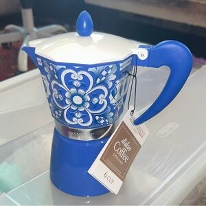 Blue Floral Coffee Maker